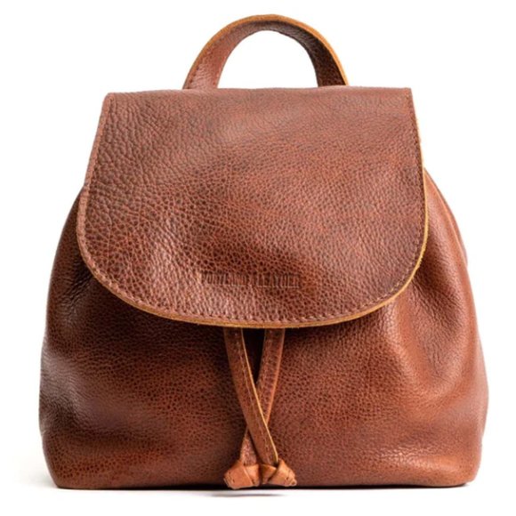 Portland Leather Handbags - Portland Leather Goods Bucket Backpack Nutmeg EUC